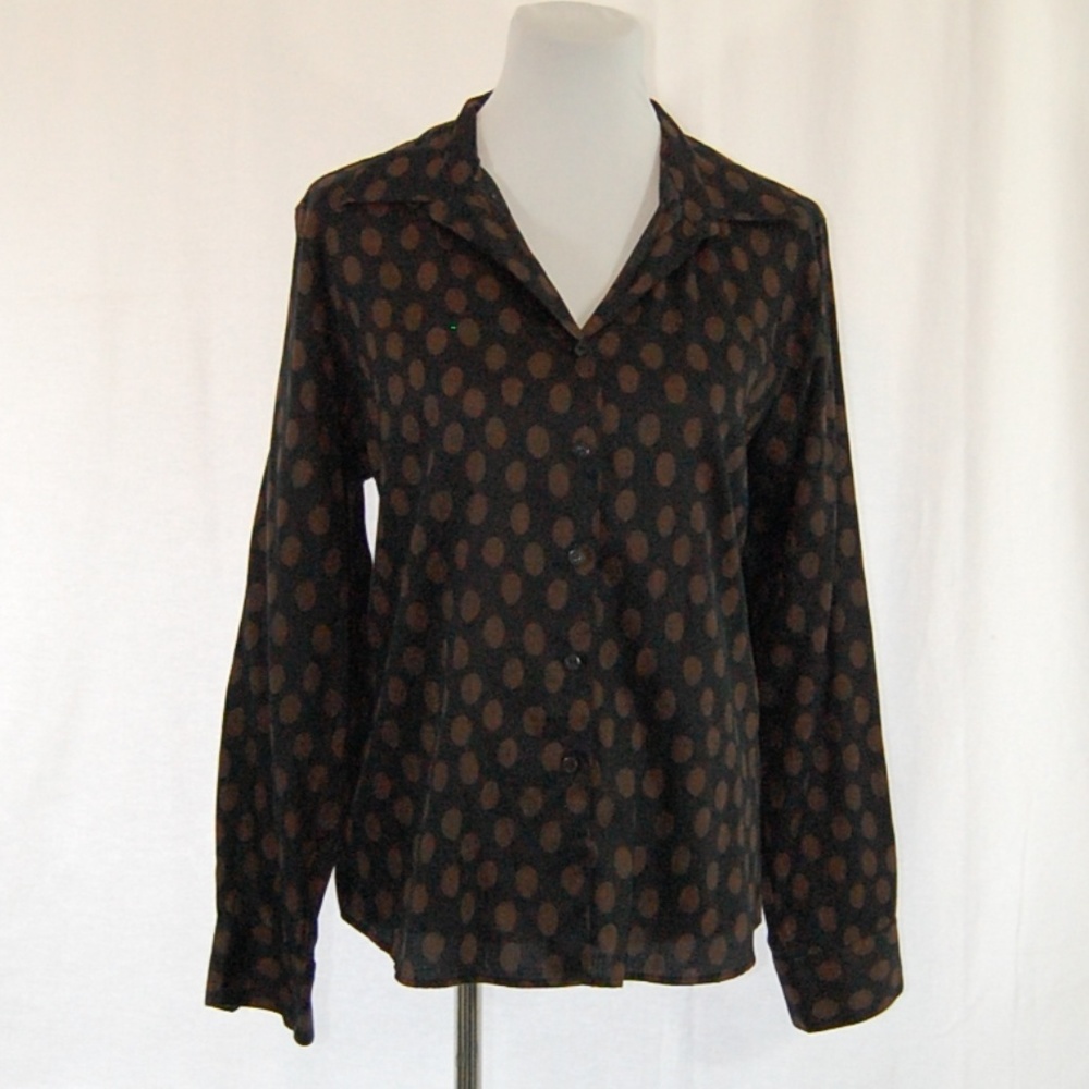 Foxcroft Polka Dot Button Down Top